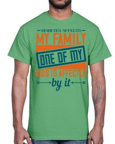 Diabetes affects my family One of my kids is affected by it Style 4#- diabetes- Cotton Tee