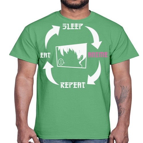 Eat Sleep Anime Repeat Anime Anime 226#- anime- Cotton Tee