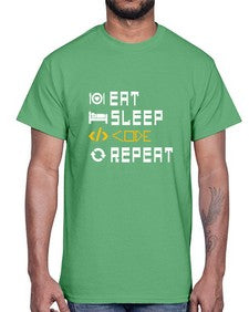 Eat sleep code repeat 49#- computer- Cotton Tee