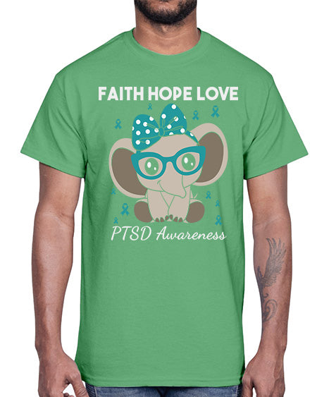 Elephant I Have PTSD Awareness 25#- PTSD- Cotton Tee