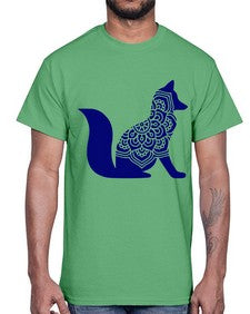 FoxMandalaUpdated 463#- mandala- Cotton Tee