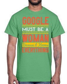 Google must be a woman because it knows everything 76#- internet- Cotton Tee