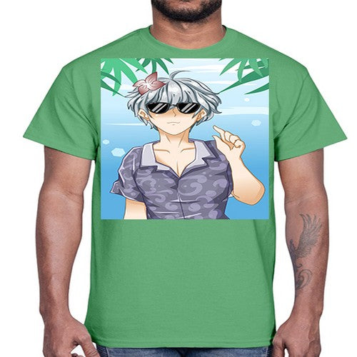 Handsome boy with sunglasses on the beach in summer holiday 44#- anime- Cotton Tee