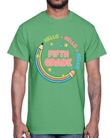 Hello fifth Grade Pencil 264#- fifth grade- Cotton Tee