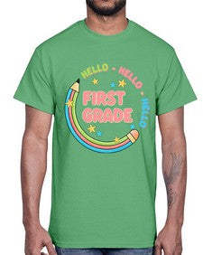 Hello first Grade Pencil 278#- first grade- Cotton Tee