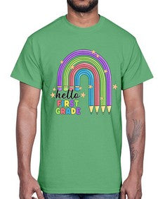Hello first Grade Pencil Rainbow 279#- first grade- Cotton Tee