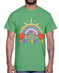 Hello first Grade Unicorn Rainbow 281#- first grade- Cotton Tee