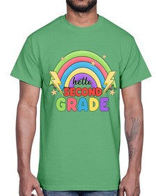 Hello second Grade Rainbow 330#- second grade- Cotton Tee