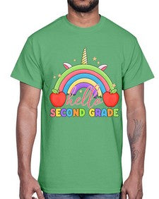 Hello second Grade Unicorn Rainbow 331#- second grade- Cotton Tee