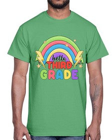 Hello third Grade Rainbow 348#- third grade- Cotton Tee