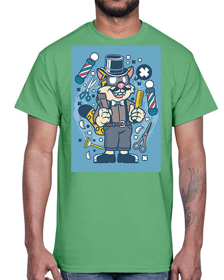 Hipster Barber Leopard835#- barber- Cotton Tee