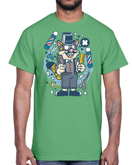 Hipster Barber Leopard836#- barber- Cotton Tee