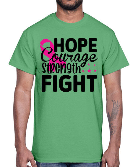 Hope Courage Strength Fight 21#- breast cancer- Cotton Tee