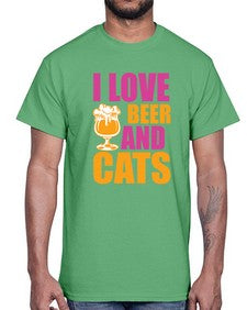 I Love Beer And Cats- cats- Cotton Tee