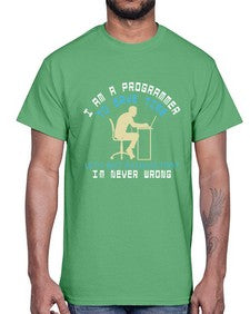 I am a programmer to save time I am never wrong 42#- computer- Cotton Tee