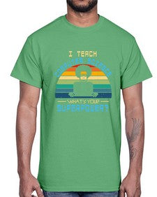 I teach computer science whats your superpower 36#- computer- Cotton Tee