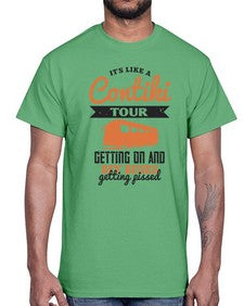 Its like a Contiki tour getting on and off buses getting pissed 3#- bus- Cotton Tee