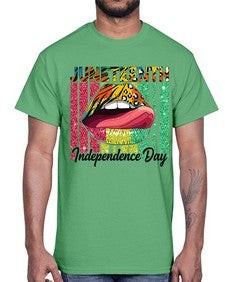 Juneteenth Independence Day Sexy Lip Png 11#- black juneteenth- Cotton Tee