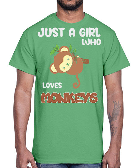 Just a Girl Who Loves 8#- monkey- Cotton Tee