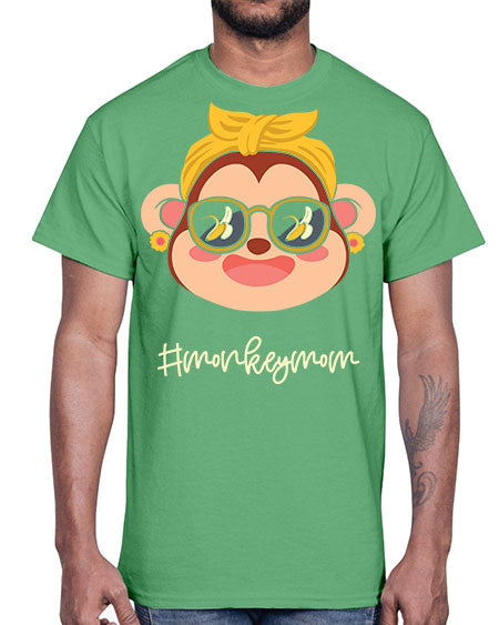 Monkey Mom Banana Glasses 16#- monkey- Cotton Tee