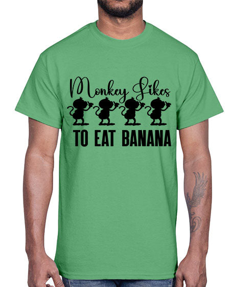 Monkey likes to eat banana - monkey- Cotton Tee