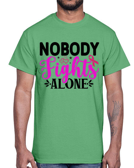 Nobody Fights Alone 12#- breast cancer- Cotton Tee