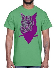 OwlMandalaUpdated 976#- mandala- Cotton Tee