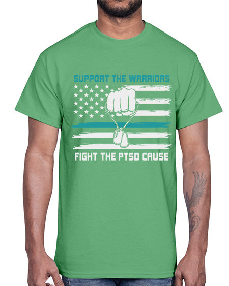 PTSD Awareness Military Teal Ribbon 11#- PTSD- Cotton Tee