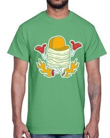 Pancake on fire 200#- cartoon food- Cotton Tee