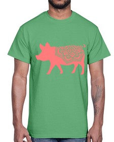 PigMandala 985#- mandala- Cotton Tee