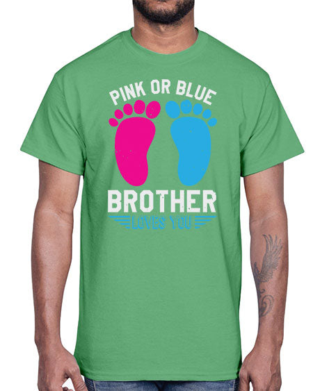 Pink or Blue brother loves you Style 185#- baby shower- Cotton Tee