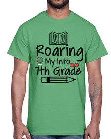 Roaring My Into seventh Grade 763#- seventh grade- Cotton Tee