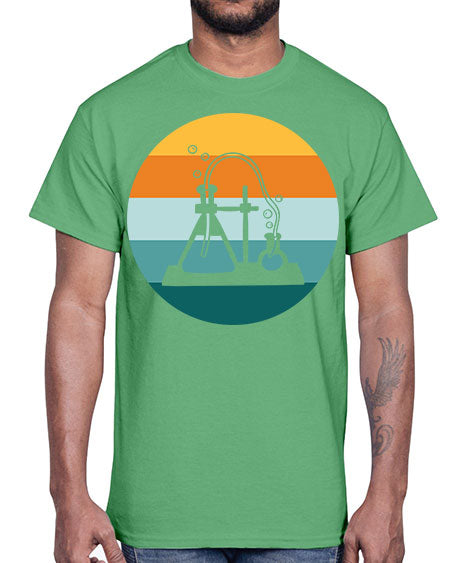 ScientistRetroSunsetScientistSkinite Scientist Skinite 39#- general science- Cotton Tee