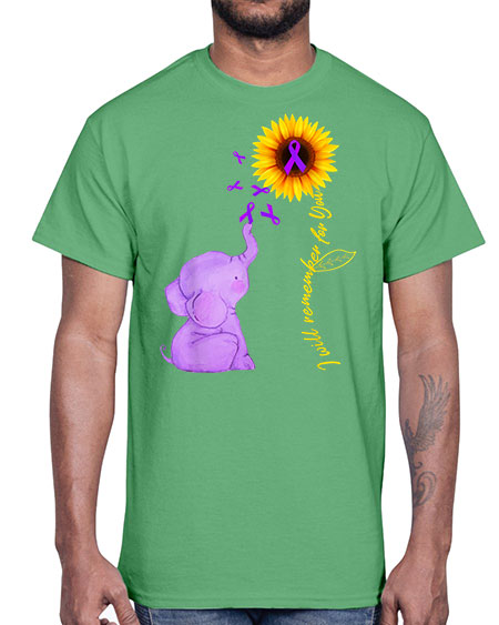 Sunflower Alzheimer Awareness shirt I Will Remember For You 215#- alzheimers- Cotton Tee