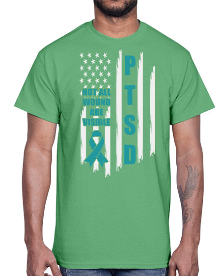 Veteran Not All Wounds Are 5#- PTSD- Cotton Tee