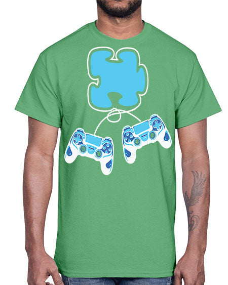 autism awareness gamer puzzle piece 11#- autism- Cotton Tee