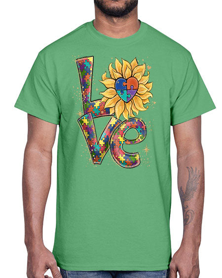 autism love sunflower- autism- Cotton Tee