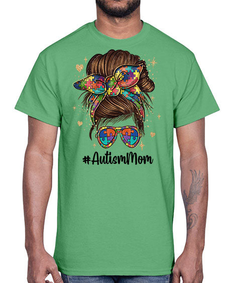 autism mom 3#- autism- Cotton Tee