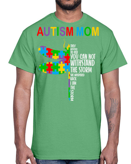 autism mom dragonfly puzzle pieces 47#- autism- Cotton Tee