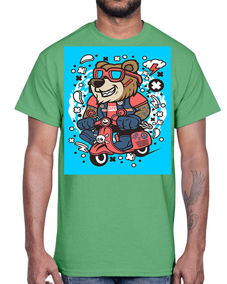 bear scooterist 41#- bears - animals- Cotton Tee