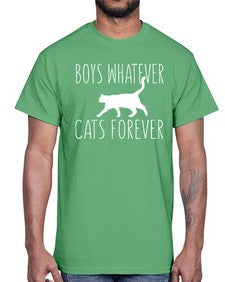 boys whatever cats forever- cats- Cotton Tee