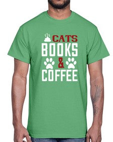 cats books and coffee Style 38#- cats- Cotton Tee