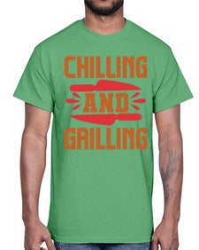 chilling and grilling 90#- bbq- Cotton Tee