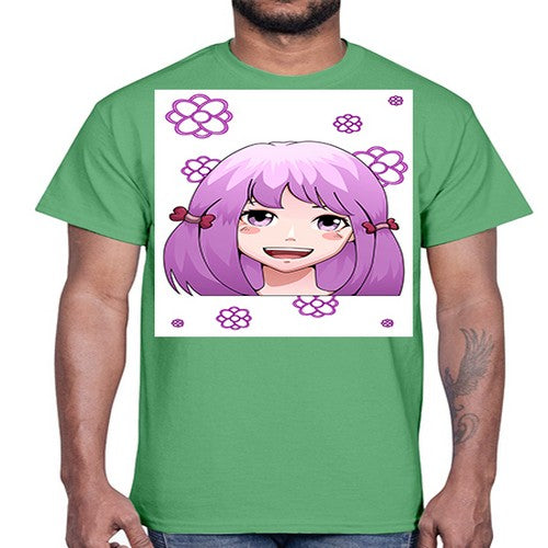 cute ponytails purple hair girl 63#- anime- Cotton Tee