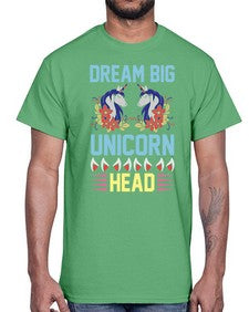 dream big unicorn head 99#- unicorn- Cotton Tee