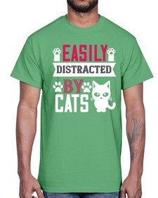 easily distracted by cats Style 47#- cats- Cotton Tee