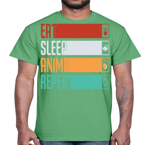 eat sleep anime repeat225#- anime- Cotton Tee