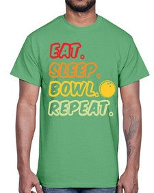 eat sleep bowl repeat 349#- bowling- Cotton Tee