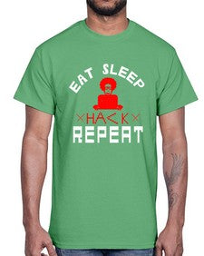 eat sleep hack repeat 48#- computer- Cotton Tee