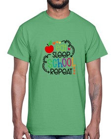 eat sleep school repeat 45#- general school- Cotton Tee